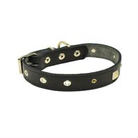 Δερμάτινο Περιλαίμιο με στρας και πυραμίδες  μήκος 40cm