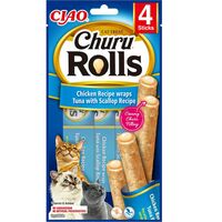 Ciao Churu Rolls με κοτόπουλο τόνο & χτένια για γάτες 40gr